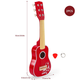 SOKA Wooden Toy Acoustic Guitar with 6 Strings – Kids Musical Instrument, Role Play & Music Learning, Red