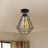 Vintage Industrial Round Wire Cage Ceiling Light with Metal Ceiling Rose & E27 Holder – Max 60W