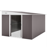 Outsunny 11.3 x 9.2ft Galvanised Steel Garden Shed with Double Doors & Vents – Heavy-Duty Storage, Grey