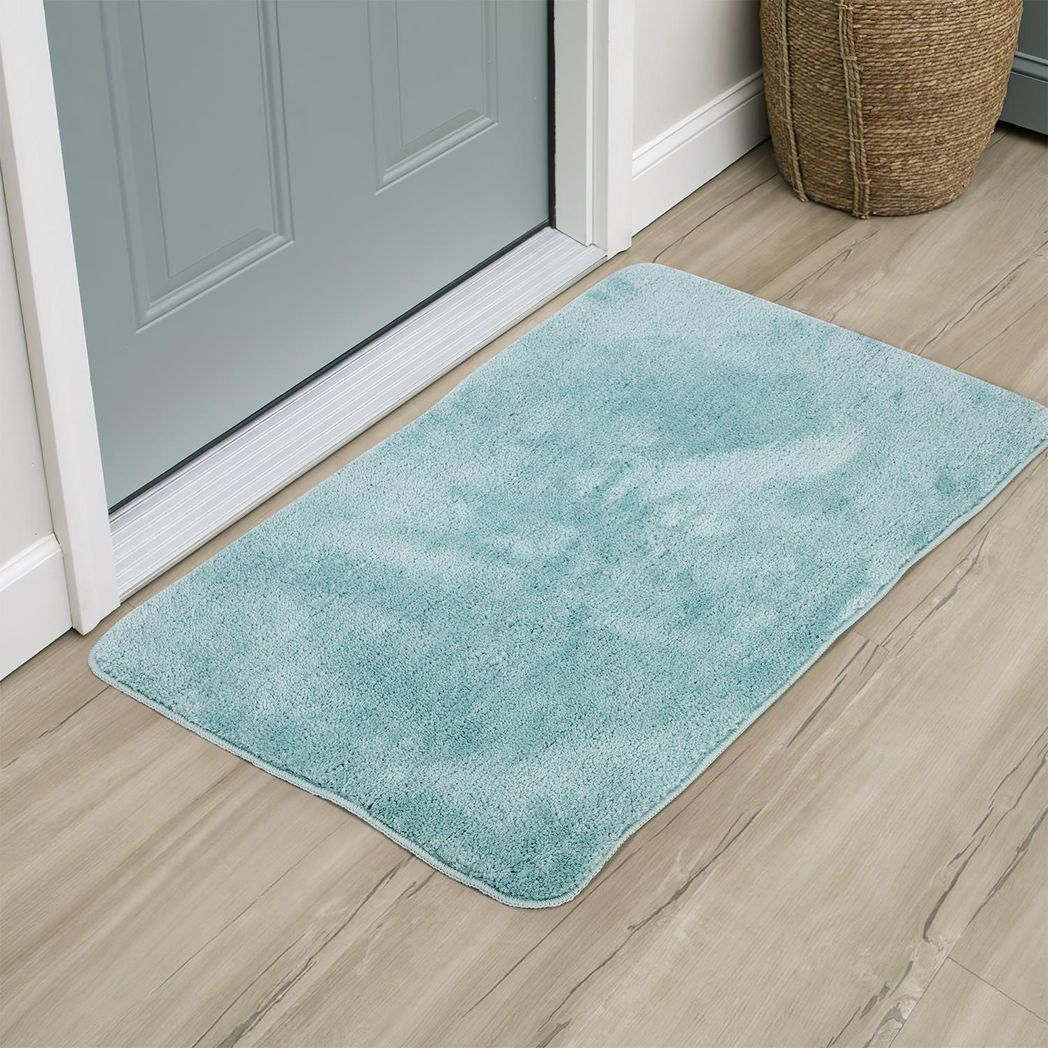 Vinsani Ultra Soft Microfibre Bath Mat 60x90 – Fluffy, Dense Pile Bathroom Mat, Light Blue