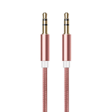 FX Powabud 3.5mm Braided Aux Cable, 1m – Gold-Plated Audio Lead for Phones, Speakers and Car Stereos, Rose Gold