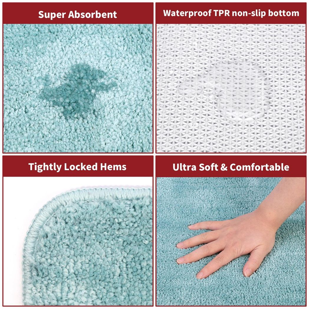 Vinsani Ultra Soft Microfibre Bath Mat 60x90 – Fluffy, Dense Pile Bathroom Mat, Light Blue
