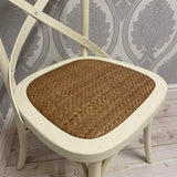 AcaciaHome Oak Cross Back Café Chair with Rattan Seat – Hand-Finished Dining Seating, Cream