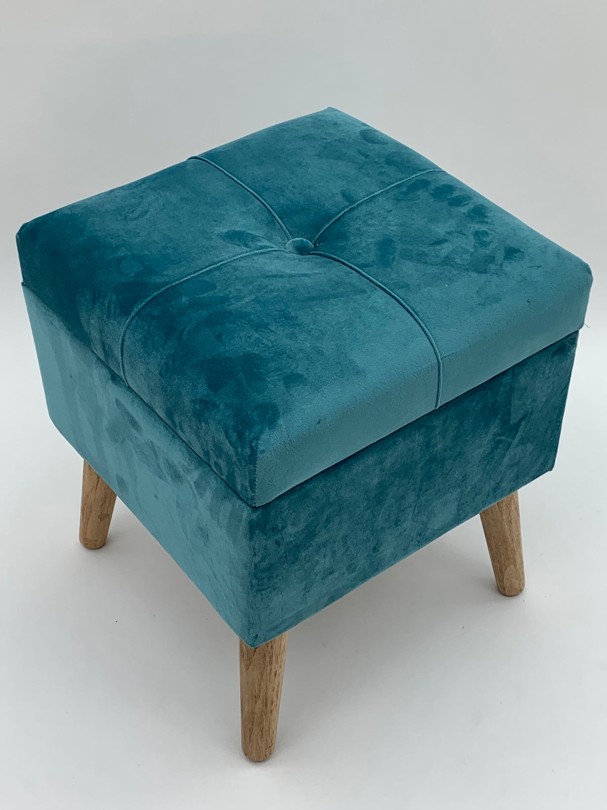 AcaciaHome Velvet Ottoman Footstool with Lift-Up Storage – Square, Traditional Pattern, Living Room Seat
