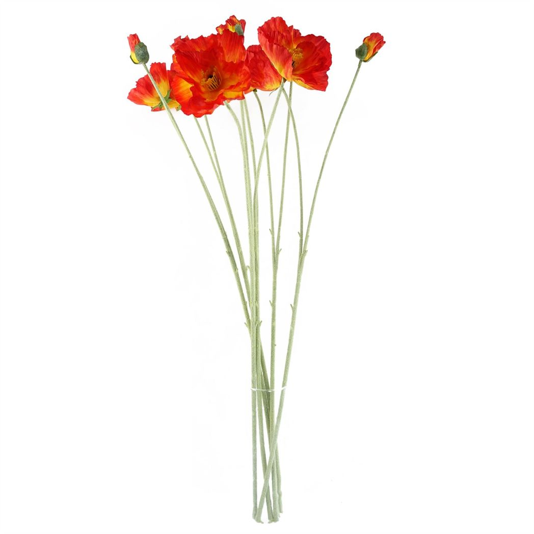 Pack of 6 x 100cm Artificial Poppy Stem – 2 Flowers