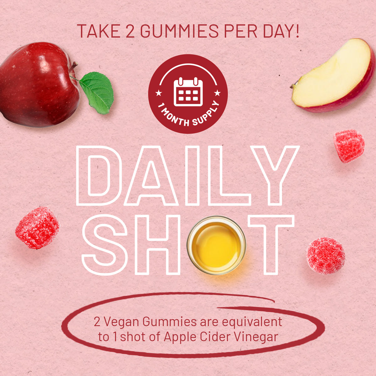 Prowise Apple Cider Vinegar Gummies with The Mother 1000mg – 60 Vegan Gummies with Vitamin B12 & B6