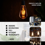 E27 ST64 Vintage Dimmable LED Edison Light Bulb, 8W – Warm Filament Style Retro Lighting
