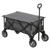 Folding Garden Cart with 4 Wheels, Brakes & Adjustable Handle – 125L Utility Trolley, Dark Grey