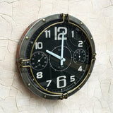 London 40cm Globe Wall Clock – Black & Silver Metal, Quartz Movement