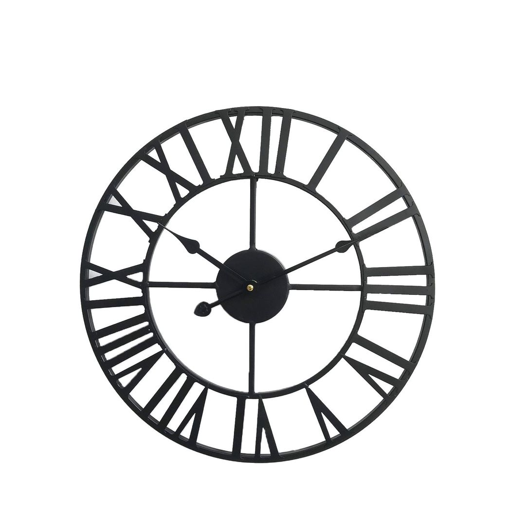 78cm Large Roman Numeral Metal Wall Clock – Oversized Open Design, Battery Operated