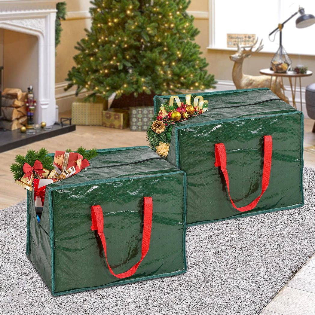Vinsani Christmas Baubles and Tinsel Storage Bag – Holiday Decoration Organiser for Ornaments and Gift Wrap