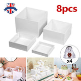 Acrylic Cube Display Riser Set with 4 Nesting Boxes and 4 Storage Bags – Dessert, Cake and Product Stands