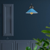 Vintage Swan Neck Wall Light, Cone Shade, E27 Socket – Dimmable Indoor Wall Sconce, Blue