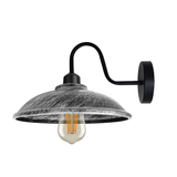 Vintage Hemisphere Wall Light with Swan Neck and E27 Socket – Dimmable Indoor Sconce, Brushed Silver