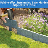 50-Pack Cobblestone Effect Lawn Edging – Interlocking Plastic Garden Border with Hammer-In Stakes, Grey