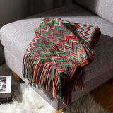 Aztec Boho Woven Blanket with Chevron Design – Soft Throw for Sofa and Bed