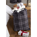 Sleepdown Check Fleece & Sherpa Christmas Sack with Pom-Pom – 68 x 50cm Reusable Santa Sack
