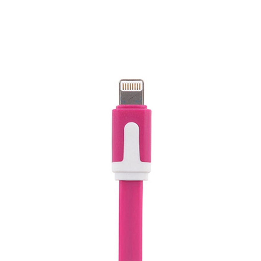 GVC 1m Tangle-Free Flat USB to 8 Pin Cable – Sync and Charge Your Phone, Pink