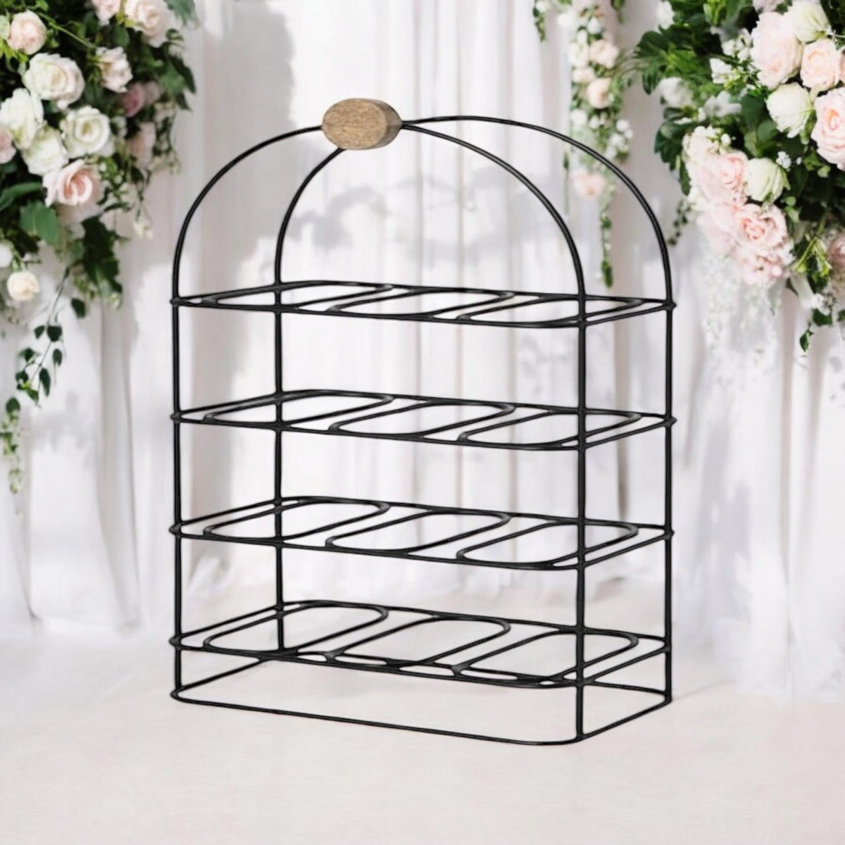 Cast Iron Freestanding Wine Rack, 25 Inch – Decorative Wine Storage for Kitchens, Dining Rooms and Bars, Black