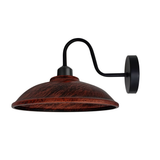 Vintage Hemisphere Wall Light with Swan Neck Arm & E27 Socket – Dimmable Metal Sconce, Rustic Red