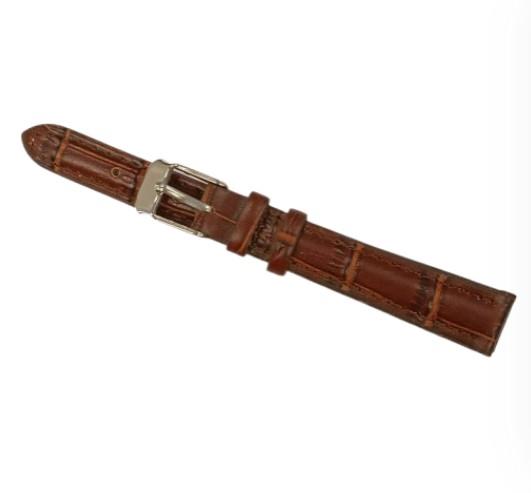 DK Classic Brown Padded Crocodile Leather Watch Strap, 12mm – Replacement Band for Everyday Wear
