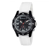 Henley Ladies Sports Watch – Round Matt Black Dial, White Silicone Strap