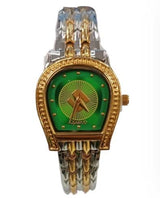 Clasico Ladies Bling Water Resistant Watch – Green Dial, Two-Tone Metal Bracelet