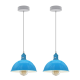 Blue Dome Metal Pendant Shades, 21cm – 2 Pack