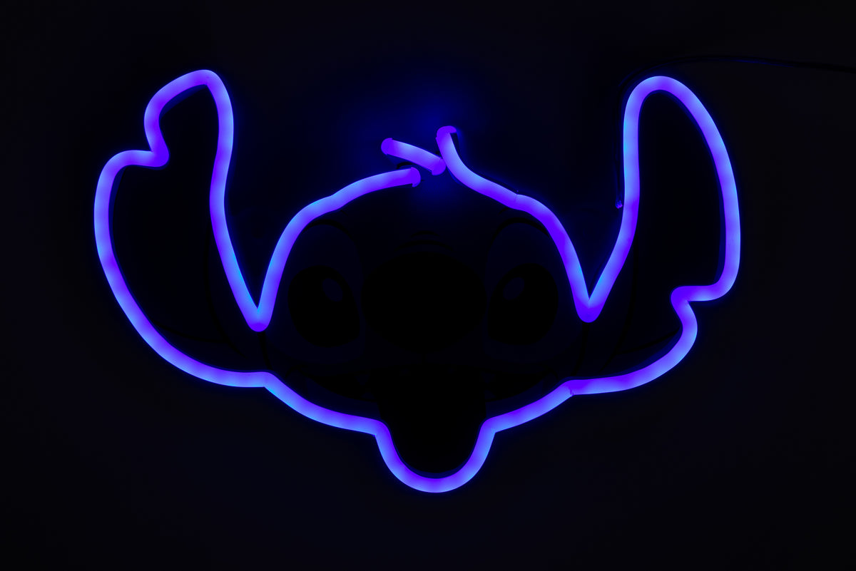 YELLOWPOP Disney Stitch Face LED Neon Sign – USB-Powered Licensed Wall Light for Bedroom or Study