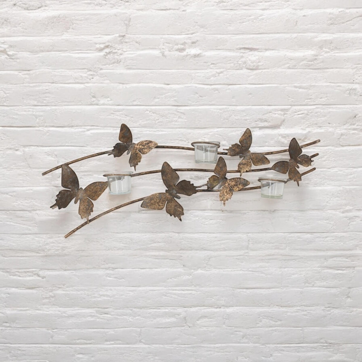 Gold Butterfly Wall-Mounted Candle Holder – Metal Wall Decor, 9cm