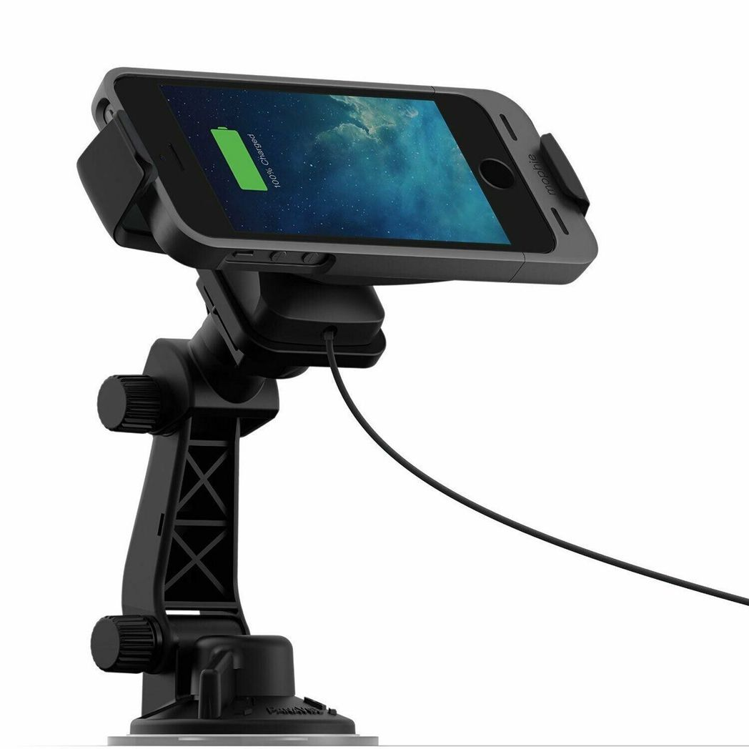 Mophie Charging Car Dock for Juice Pack 5 and 5s – Suction Mount with USB Car Charger, 180° Rotation