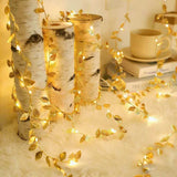 Avilo 4m Battery Operated String LED Lights with 40 Warm White LEDs – Gold Leaf Garland Decor
