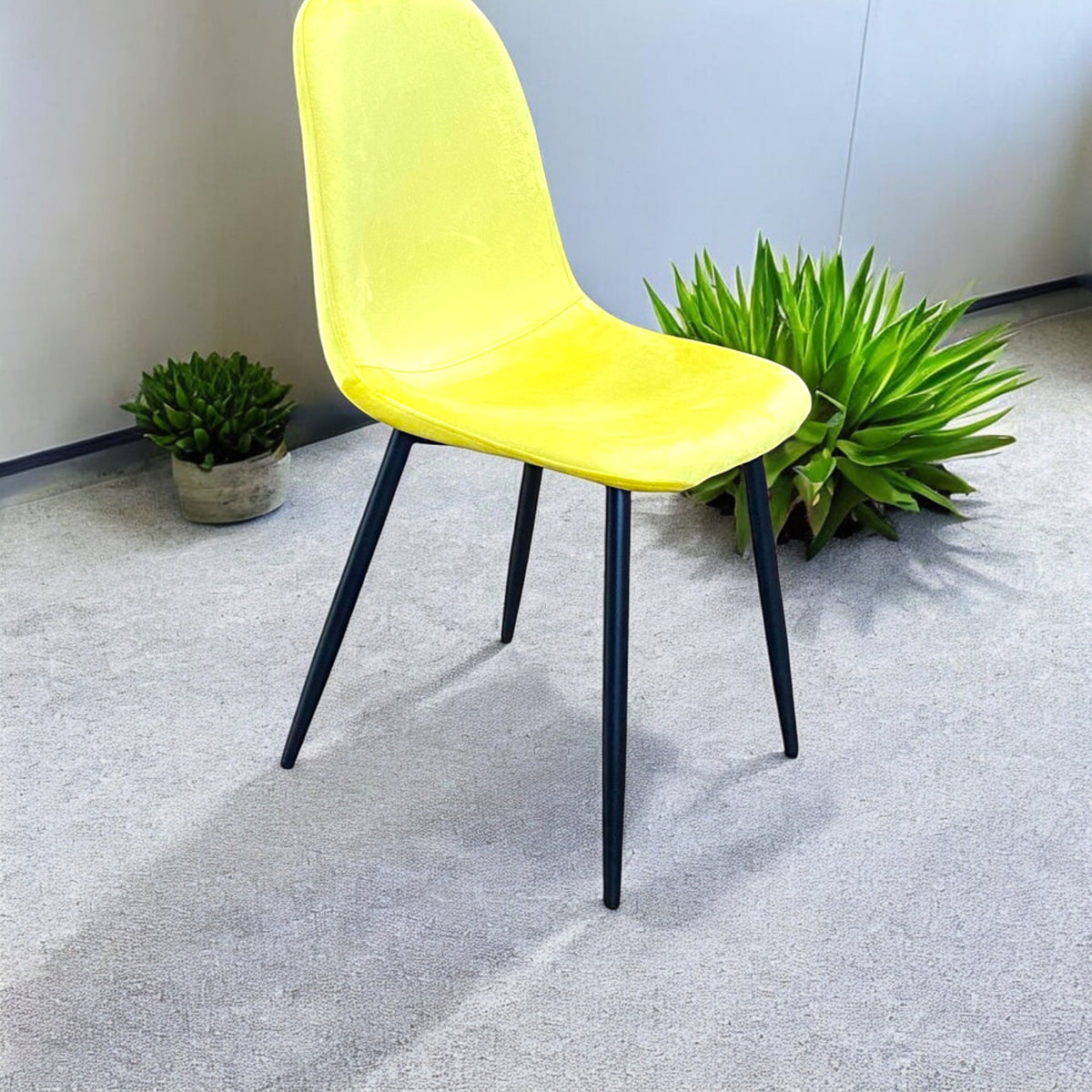 AcaciaHome Velvet Padded Dining Chair with Metal Legs