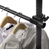 Double Telescopic Clothes Rail & Wardrobe Organiser with Shelving – Bedroom Storage, Black