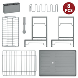 Vinsani 2-Tier Detachable Dish Drainer – Space-Saving Vertical Kitchen Drying Rack, Grey
