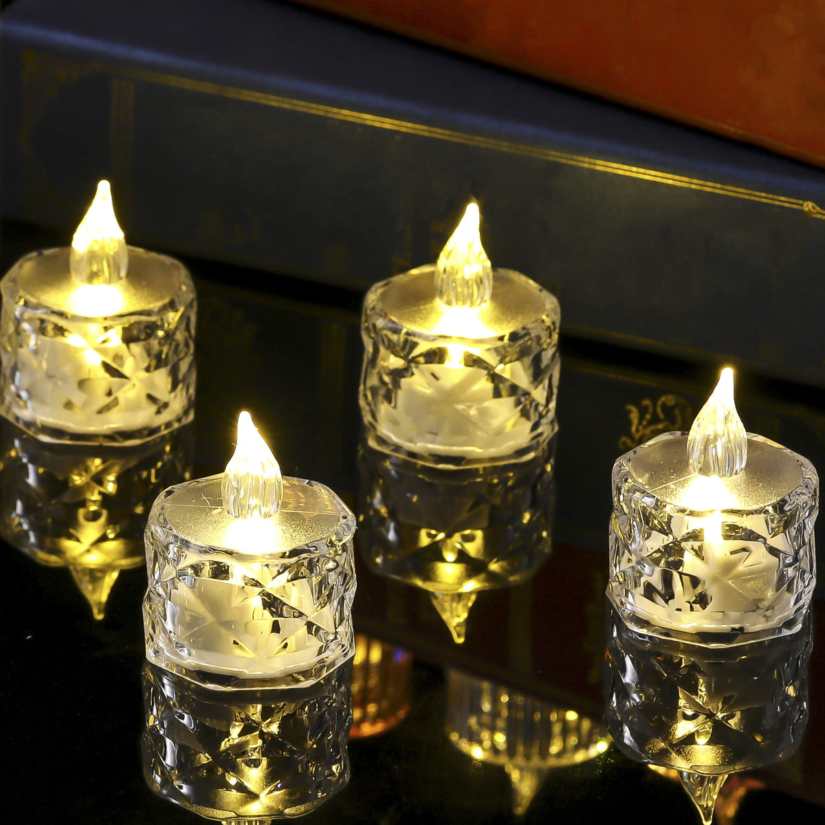 Avilo Clear LED Tea-Lights, Pack of 12 – Warm Ambient Light for Home Decor