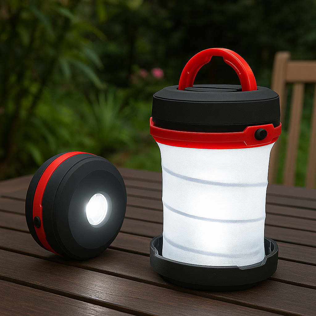 2 in 1 Flashlight and Pop-Up Lantern with 3 Light Modes – Camping Torch, Black