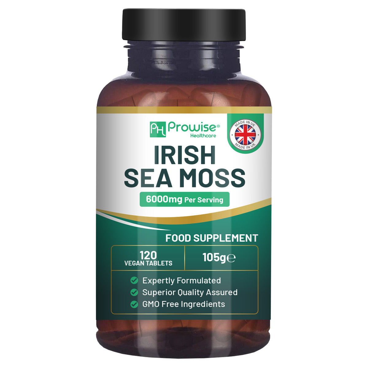 Prowise Irish Sea Moss Tablets 6000mg – High Strength Vegan Supplement, 120 Tablets, UK Made
