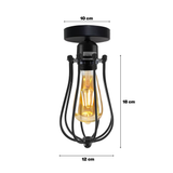 Vintage Industrial Balloon Shaped Wire Cage Ceiling Light with Metal Ceiling Rose & E27 Holder – Max 60W