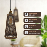 LEDSone Natural Rattan Wicker Pendant Light Shade, 30 x 17cm – Vintage Style Ceiling Light for Kitchen, Dining & Living Room