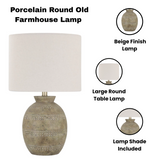 AcaciaHome Traditional Ceramic White Table Lamp with Fabric Shade – Soft Bedside Lighting for Bedroom, Living Room or Office
