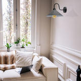 Vintage Swan Neck Wall Light with Cone Shade and E27 Socket – Dimmable Indoor Wall Sconce, Grey