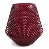 23cm Diamond Embossed Pink Glass Vase – Decorative Home Accent, Pink