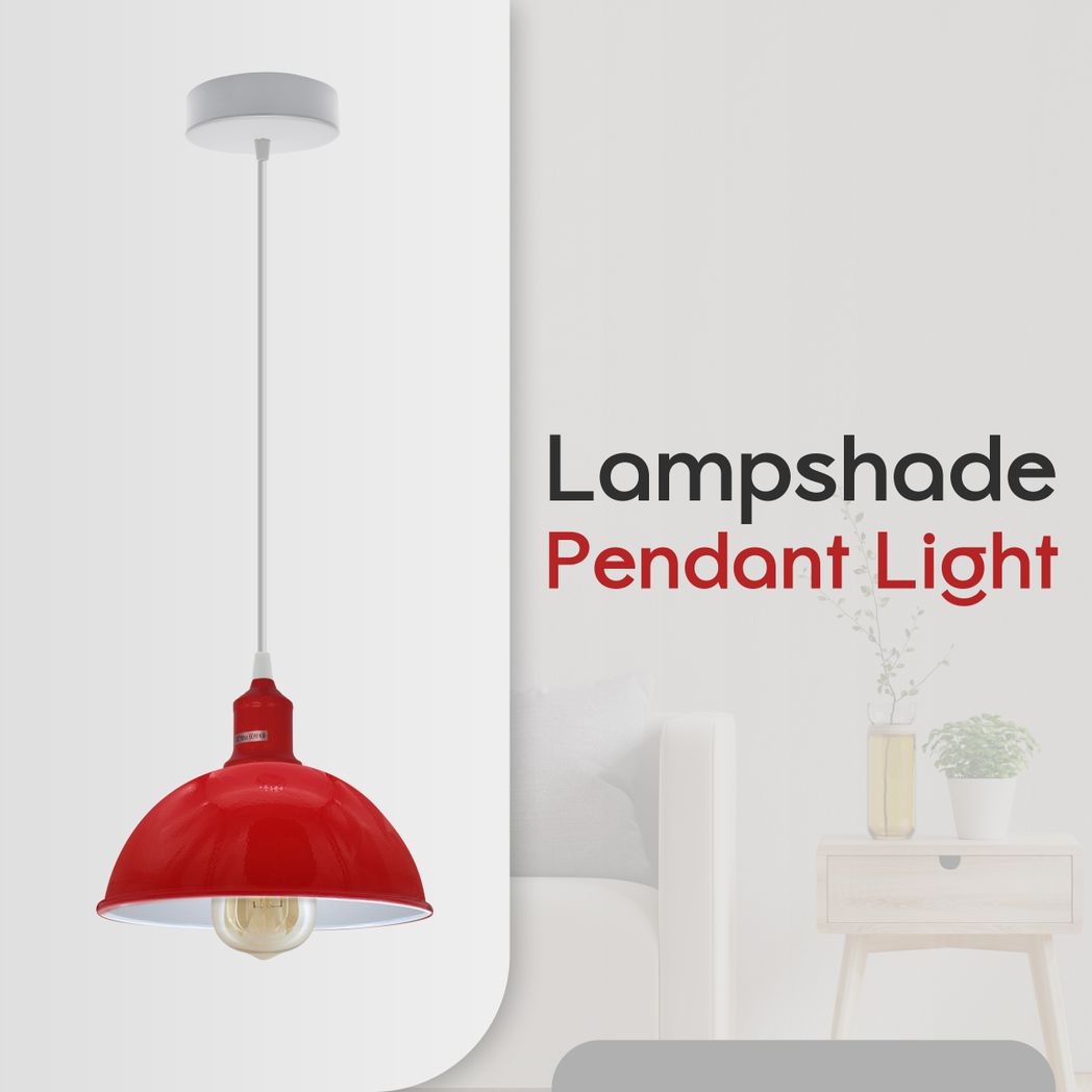 Red Dome Metal Pendant Shades, 21cm – 2 Pack