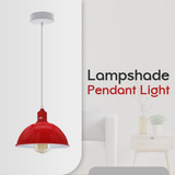 Red Dome Metal Pendant Shades, 21cm – 2 Pack
