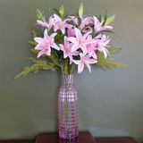 49cm Tall Pink Square Glass Vase – Statement Floral Display, Pink