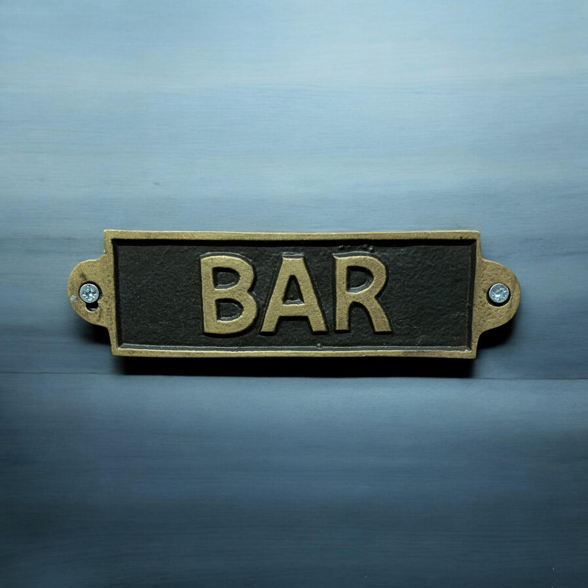 Bar Metal Door Sign – Small, Slim Hand Finished Wall Sign with Bar Message