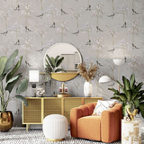 Arthouse Japanese Garden Wallpaper with Oriental Trees & Birds – Pearlescent Paste the Paper, Grey
