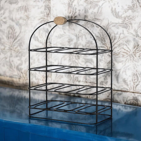 25 inch black cast iron wine rack