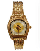 Clasico Ladies Bling Water-Resistant Bracelet Watch – Gold Dial, Gold Metal Strap